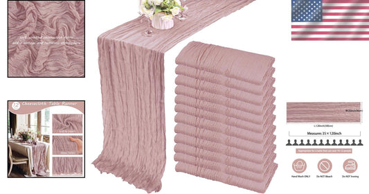 10Ft Dusty Pink Cheesecloth Table Runners - Perfect for Weddings & Celebrations
