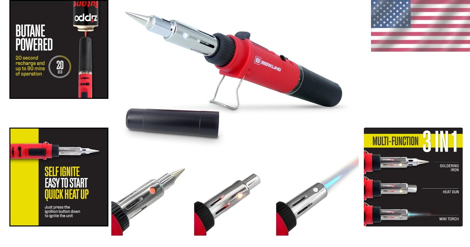 Portable 3-in-1 Butane Torch, Soldering Iron & Heat Gun for Precision Crafting