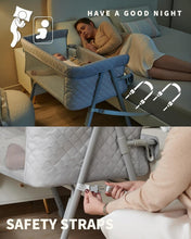 Load image into Gallery viewer, Stylish Bedside Sleeper Crib with Auto-Lock Wheels &amp; Comfortable Fleece Mattress