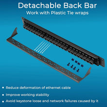 Load image into Gallery viewer, 24-Port Cat6 Patch Panel with Pass-Thru Couplers - 10G High Speed Solution