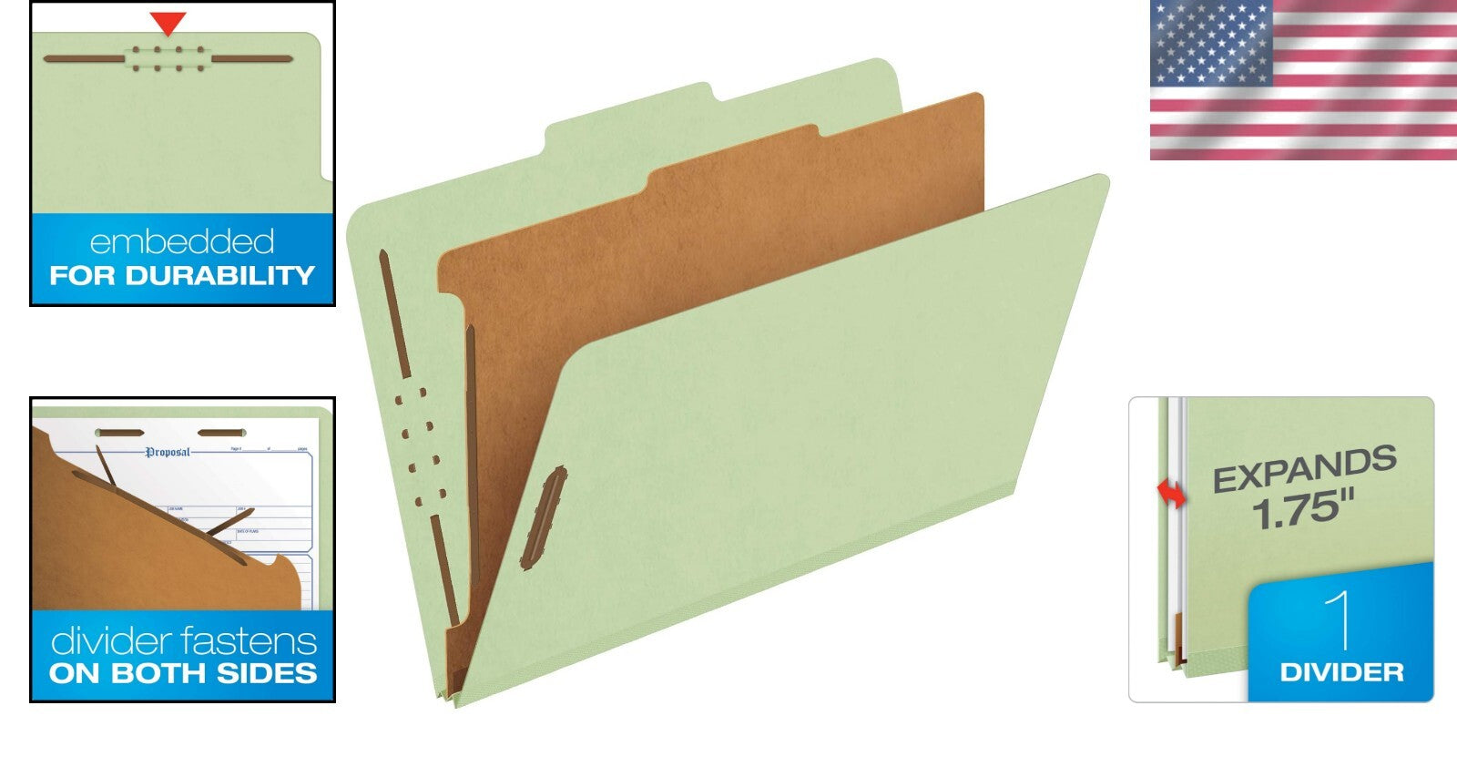 Durable 2/5 Tab Cut Recycled File Folders for Efficient Organization, 10-pack
