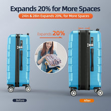 Load image into Gallery viewer, Premium 4-Piece Sky Blue Luggage Set: Expandable with Smooth Spinner Wheels