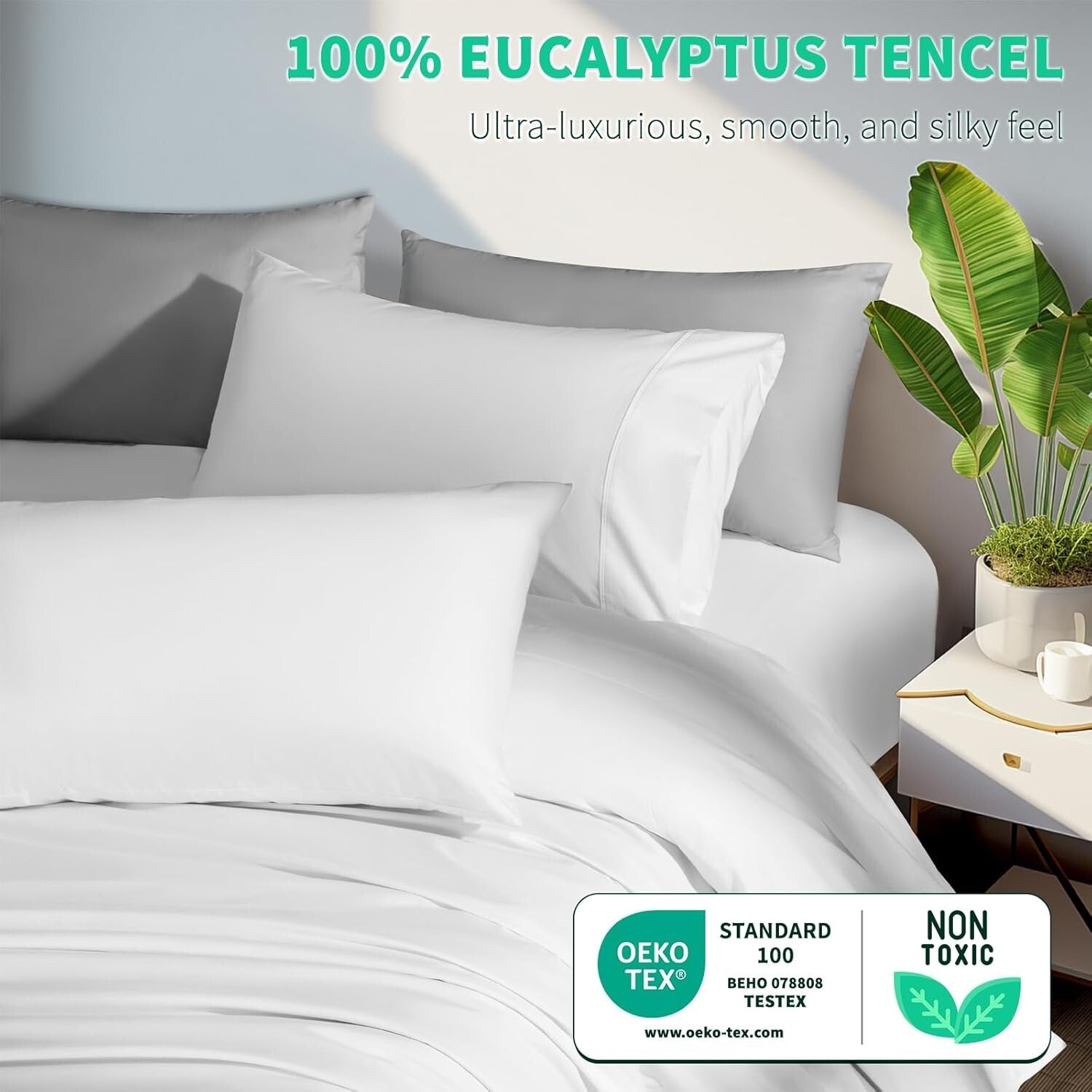100% Tencel Lyocell King Sheets - Breathable & Hypoallergenic for Hot Sleepers