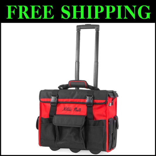 Durable 18" Rolling Tool Bag with 18 Compartments - Perfect for Professionals
