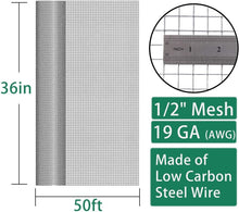 Load image into Gallery viewer, Premium 36''x50' Galvanized Wire Cloth Roll - Ideal for Chicken Coops &amp; Gardens