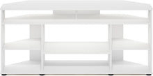 Load image into Gallery viewer, Lightweight White Corner TV Stand - Accommodates 55-Inch TVs with Style