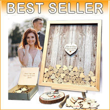 Load image into Gallery viewer, Unique Wooden Guest Book with Hearts &amp; Stand - Perfect for Weddings &amp; Parties