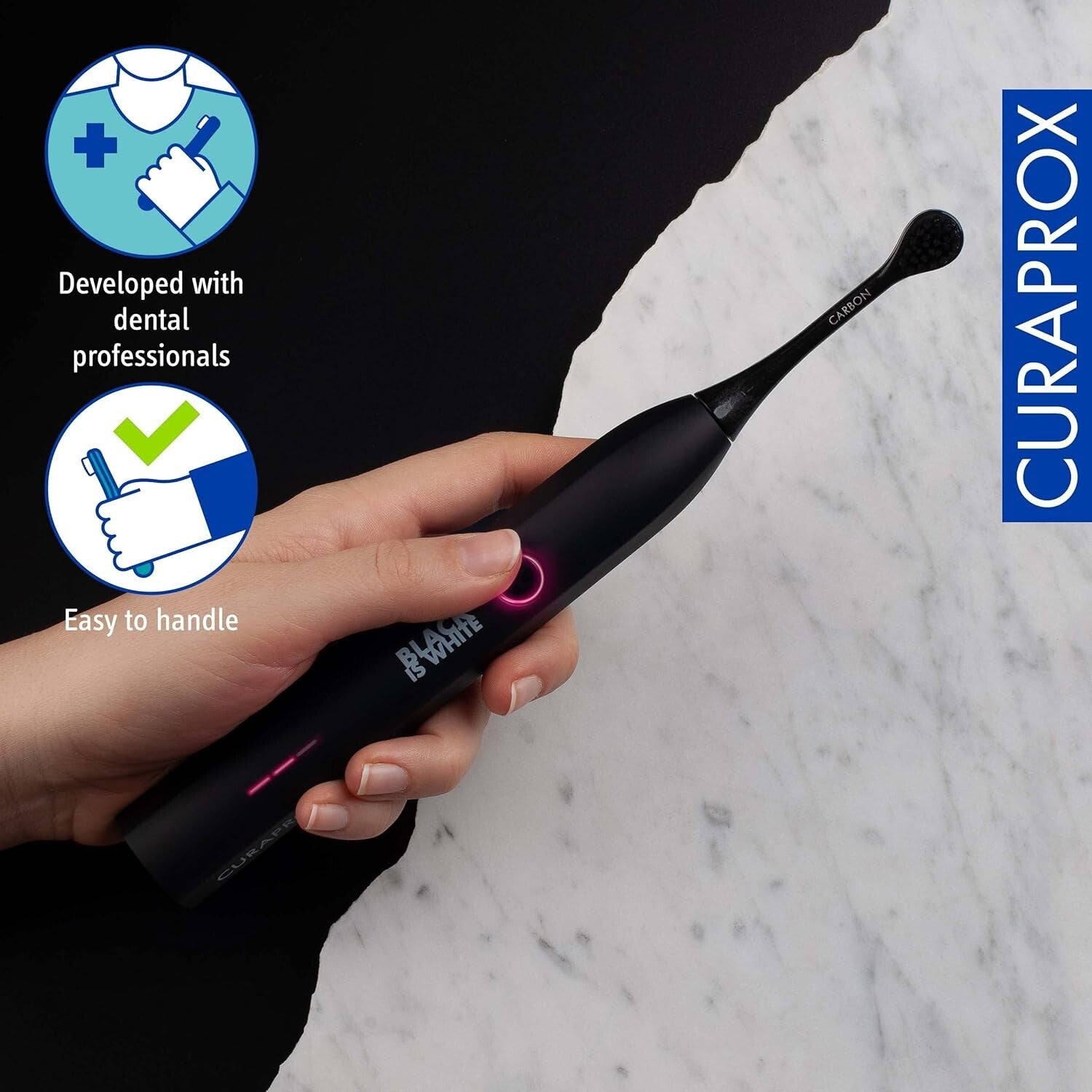 Hydrosonic Electric Toothbrush with Timer, Charger & Travel Case - Black & White