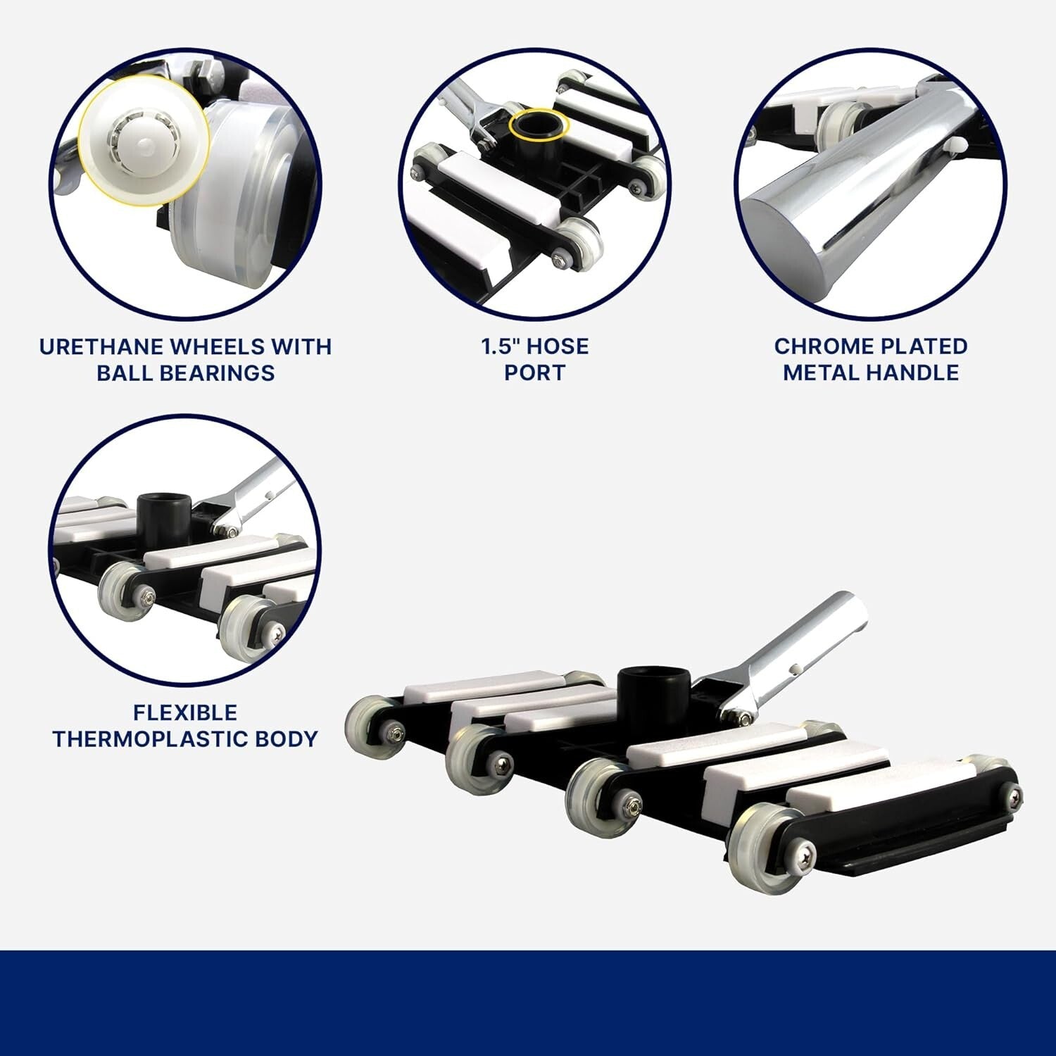 Ergonomic Pool Vacuum Head - Extra-Wide & Flexible for Ultimate Surface Cleaning