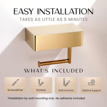 Load image into Gallery viewer, Modern Wall-Mounted Toilet Paper Holder with Phone Shelf &amp; Storage for Wipes