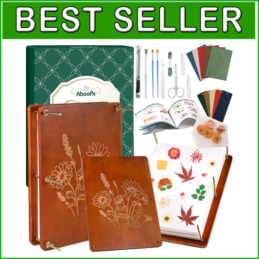 Elegant Wooden Flower Press Kit with Accessories - Unique Crafts for All Ages