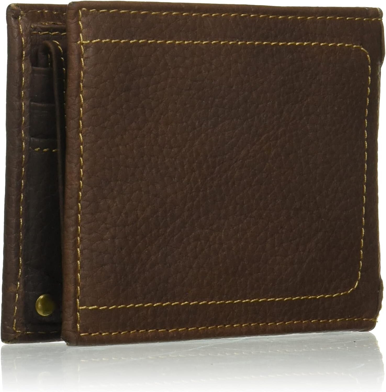 Functional Brown Leather Wallet with Zippered Billfold and Removable Passcase