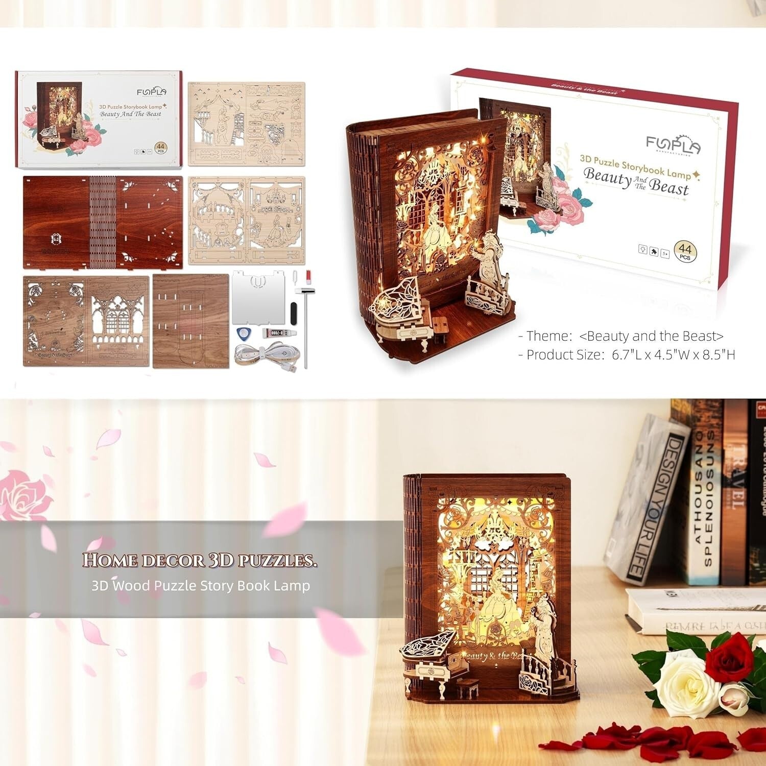 Exquisite 3D Puzzle Nightlight - LED Storybook Lamp for Kids and Adults