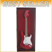 Load image into Gallery viewer, Stunning Wall-Mount Electric Guitar Display with Red Felt &amp; Mahogany Finish