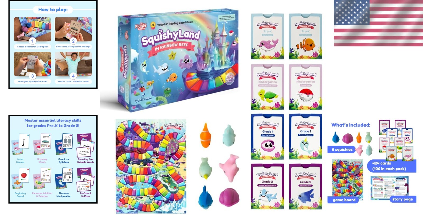 Rainbow Reef Educational Phonics Game with Mochi Squishy Toys - Fun for Kids!