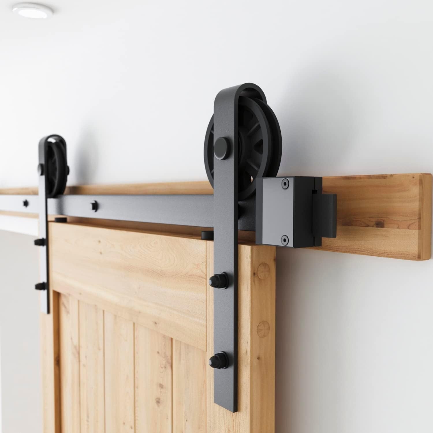 7ft Heavy Duty Sliding Barn Door Hardware Kit with Industrial-Style Pull Handle