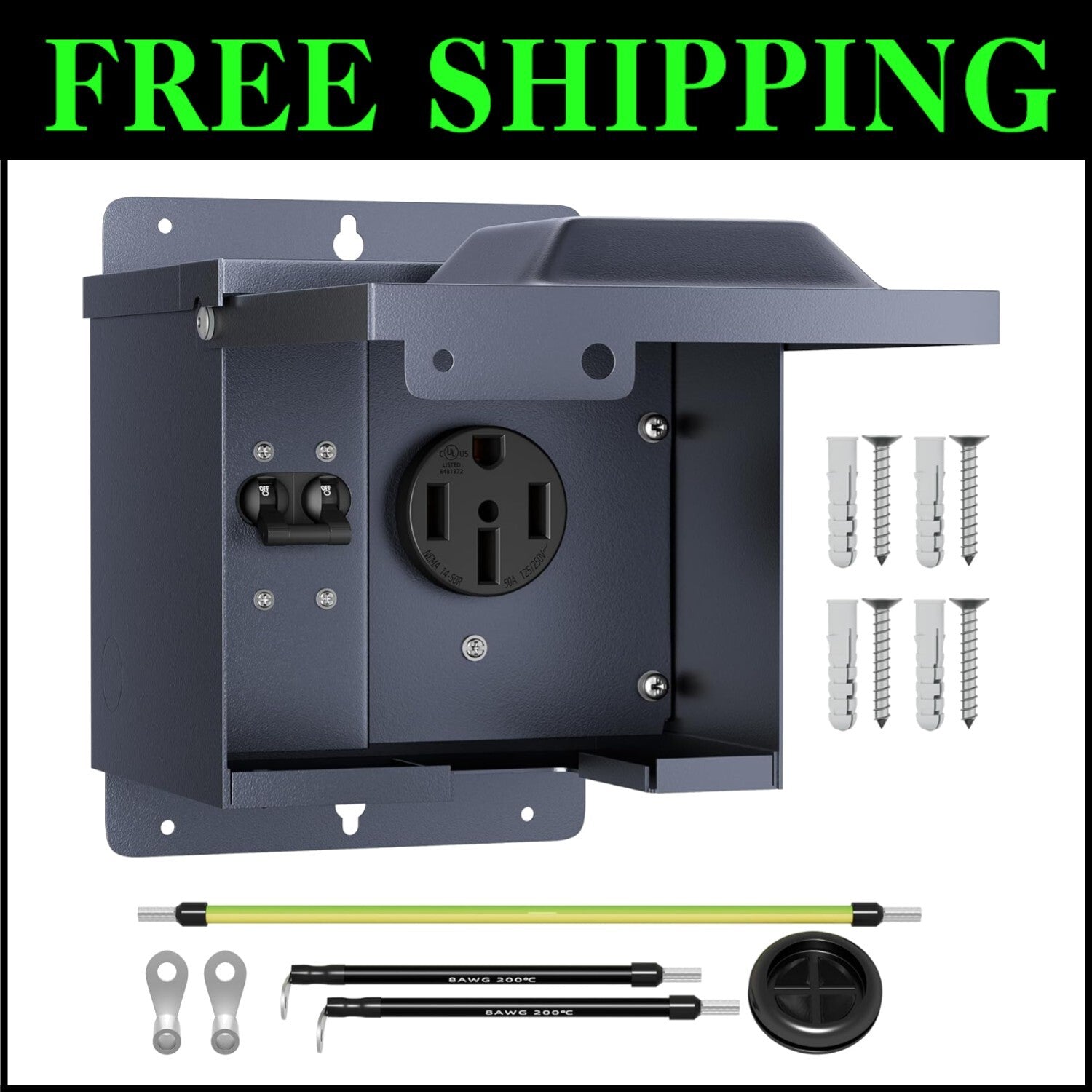 Reliable 50 Amp Outdoor RV Power Outlet with Circuit Breaker - Easy Install
