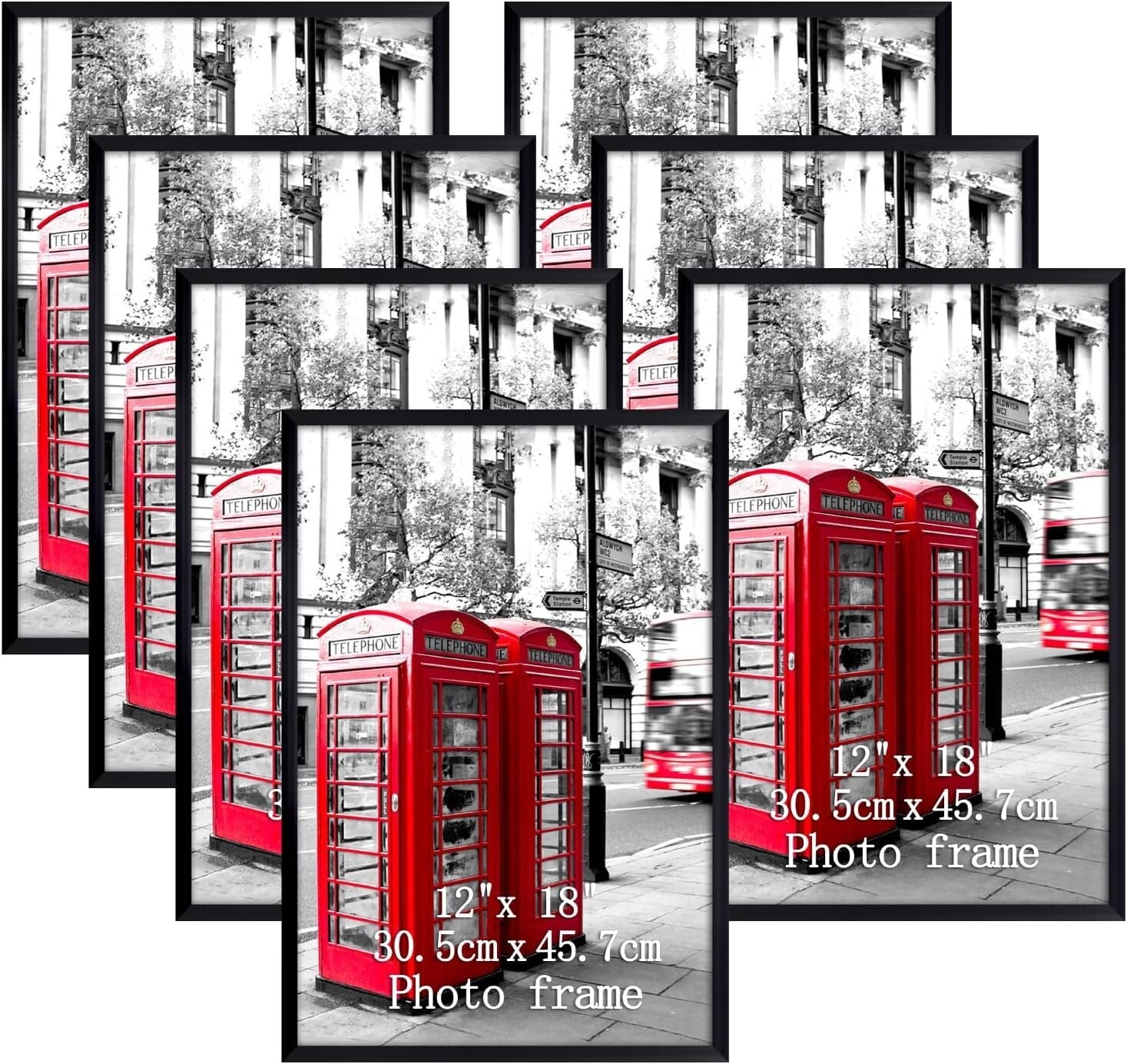 Elegant Set of 7 Black 12x18 Picture Frames for Wall Display - Versatile Style