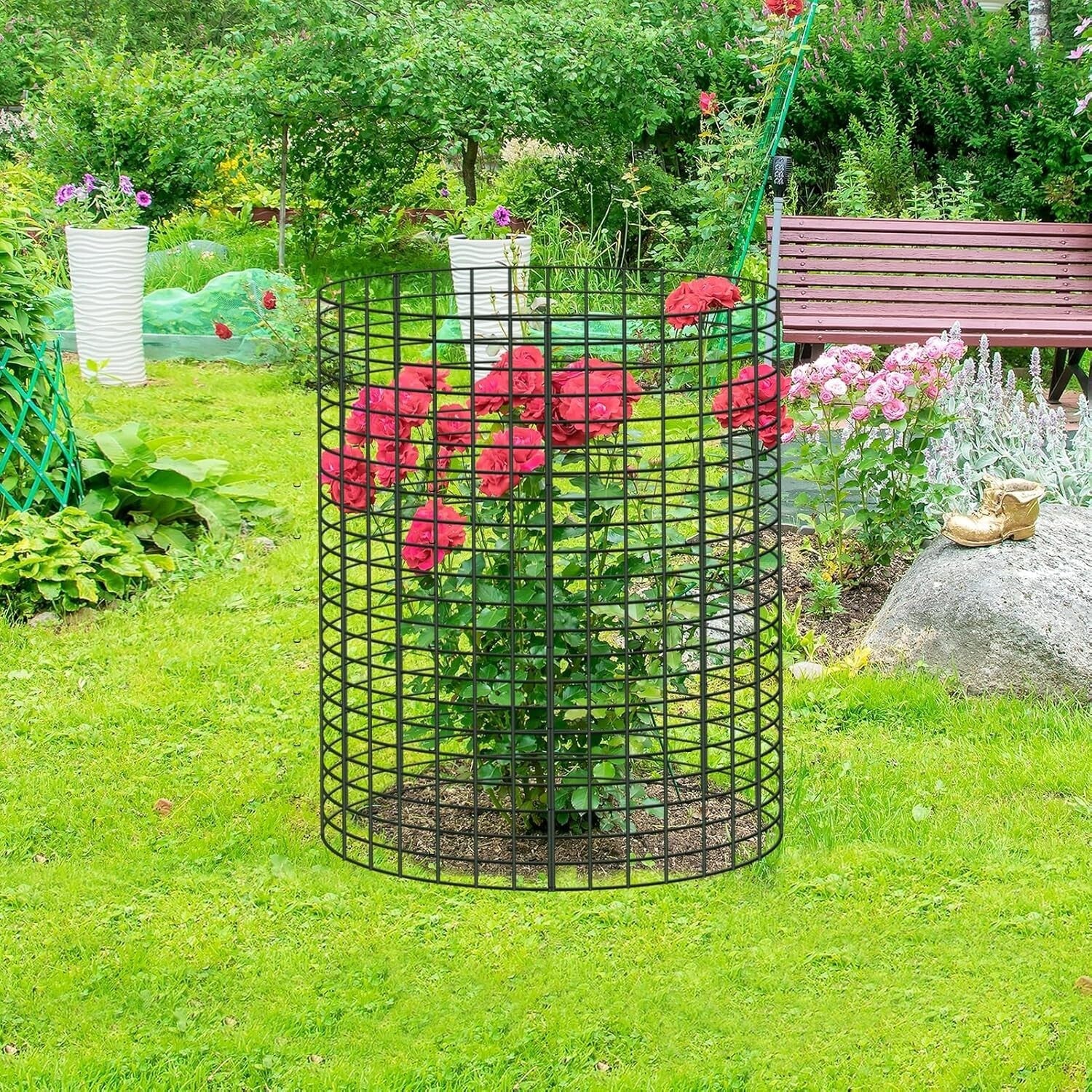 Comprehensive Plant Protection Set - 10 Oversized Wire Cages with Ground Stakes