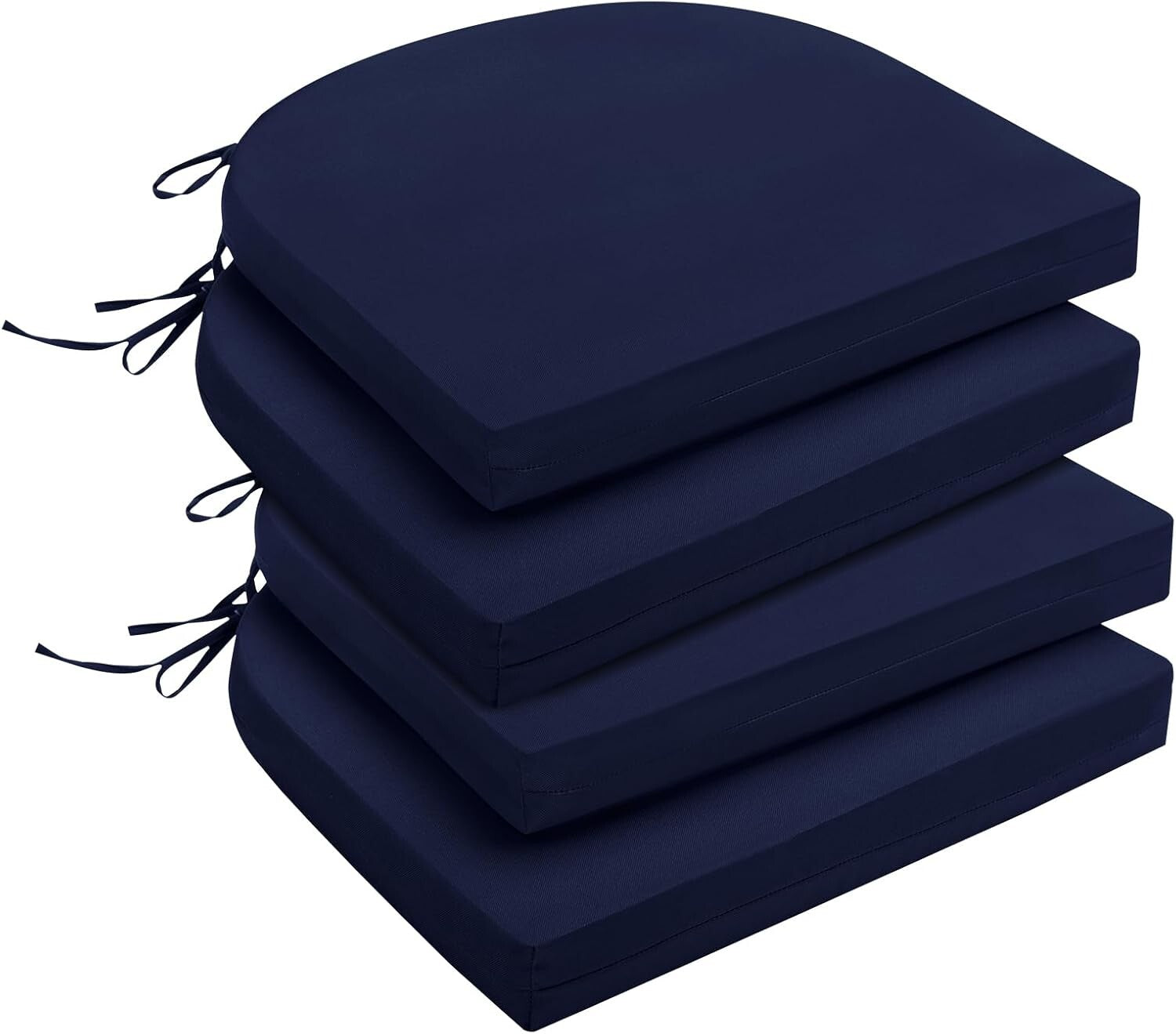 Set of 4 Water-Resistant Navy Outdoor Chair Cushions with Memory Foam Support