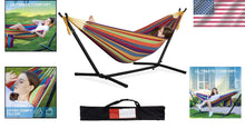 Load image into Gallery viewer, Heavy Duty Double Hammock &amp; Durable Stand - Tropical Outdoor Relaxation Set