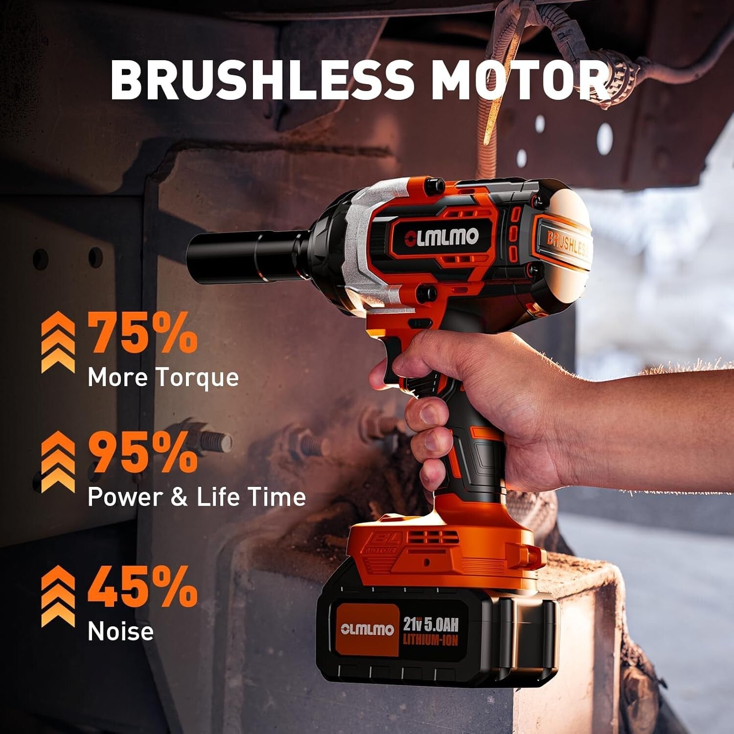 Powerful Cordless Impact Wrench 800 Ft-lbs/1100Nm - Compact Suitcase Included