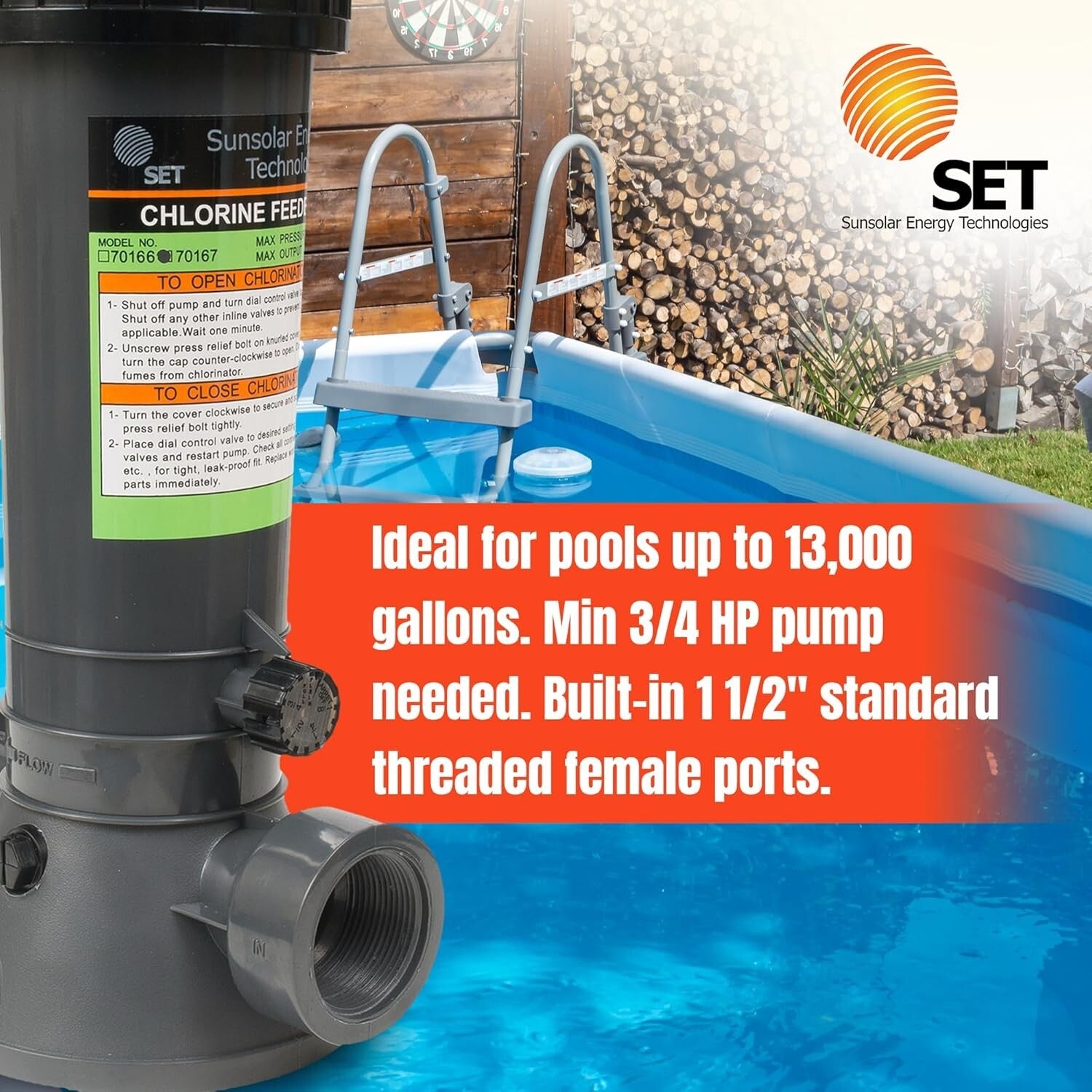 Adjustable Chlorine Dispenser for Easy Pool Maintenance - Fits In-Line Systems
