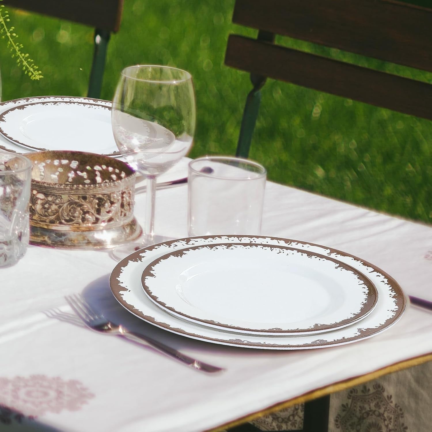 Dishwasher Safe Off-White 12-Piece Melamine Serving Sets for All Occasions