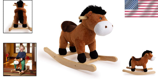 Cuddle-Ready Rocking Brown Horse with Sound - Ideal for Imaginative Play