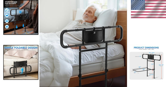 Robust Carbon Steel Bed Rails for Elderly - Easy Installation & Comfort Grip