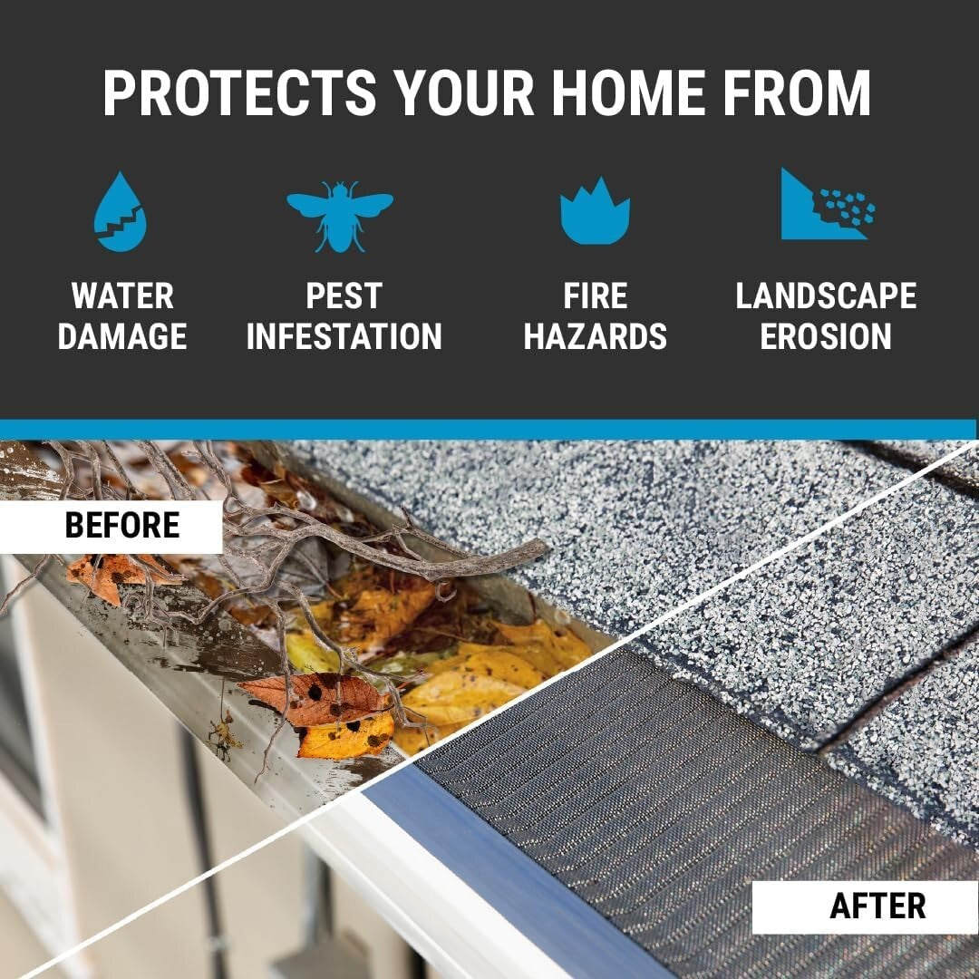 DIY-Friendly 48 FT Gutter Guard with Self-Tapping Screws - Rust-Resistant Steel