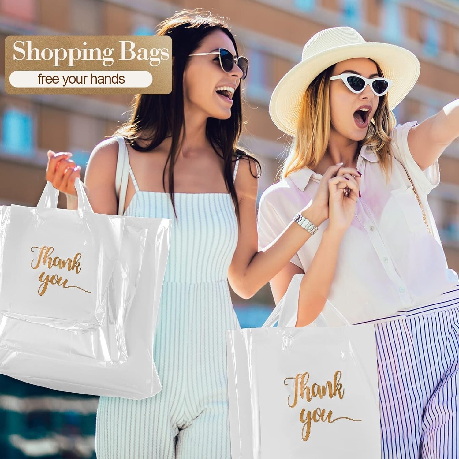 Versatile 200 Pcs White Thank You Bags - Sturdy, Stylish & Polka Dot Design