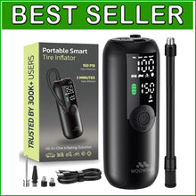 Load image into Gallery viewer, 150 PSI Portable Air Compressor &amp; Tire Inflator with Digital Gauge - Lightweight