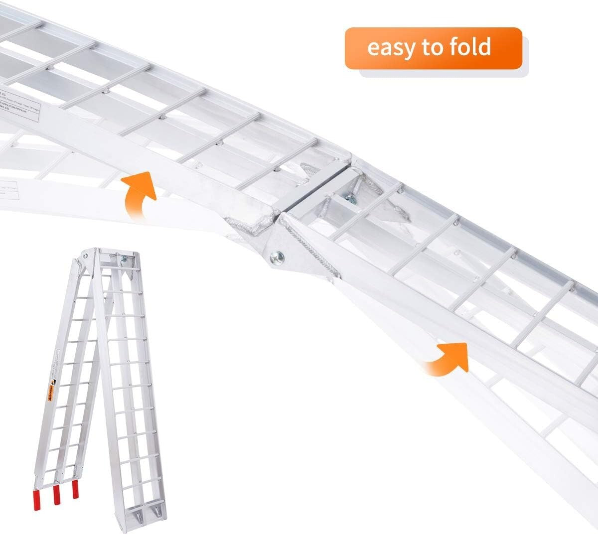 Folding 7.5FT Aluminum Motorcycle Ramp for Trucks, 750 lbs Capacity Safe Loading