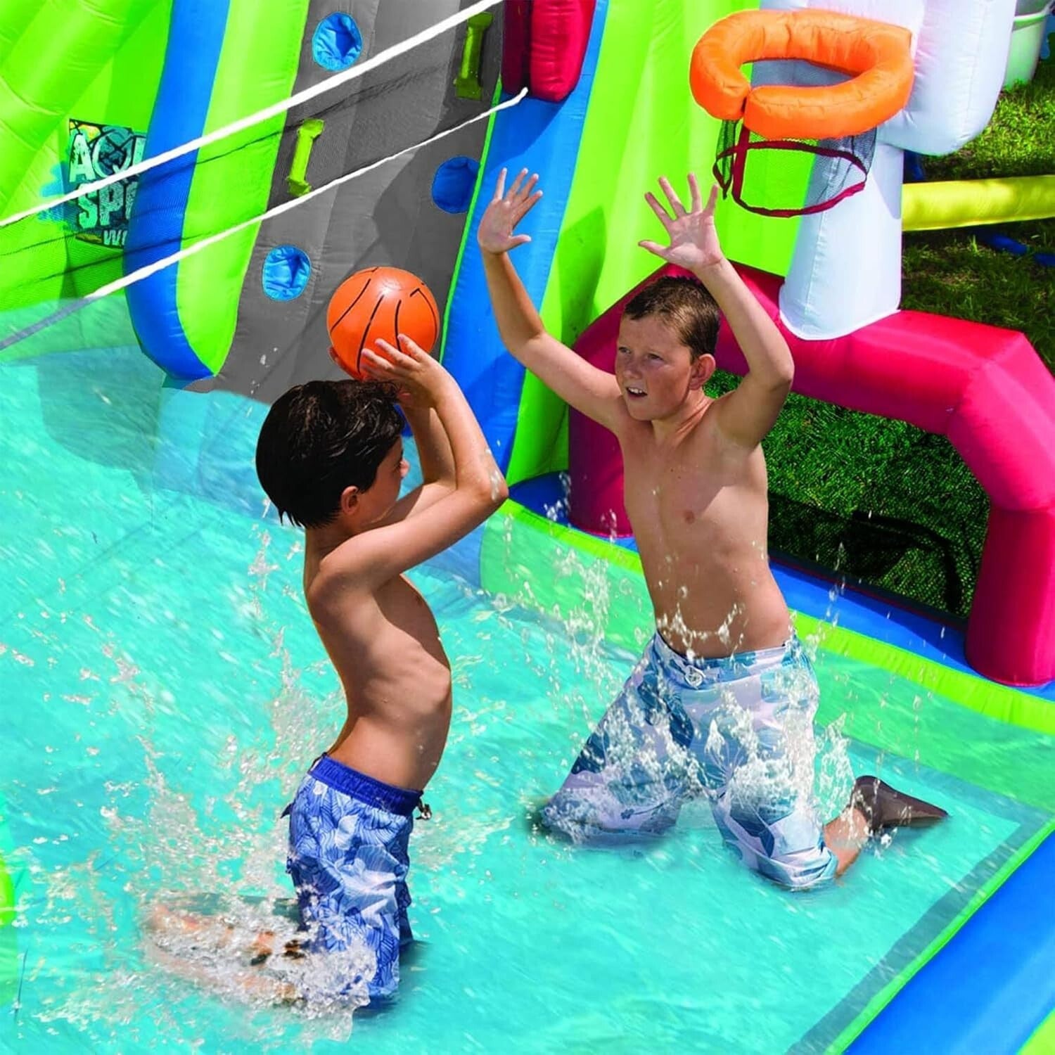 Aqua Sports 15' Inflatable Water Park with Climbing Wall & Sports Activities