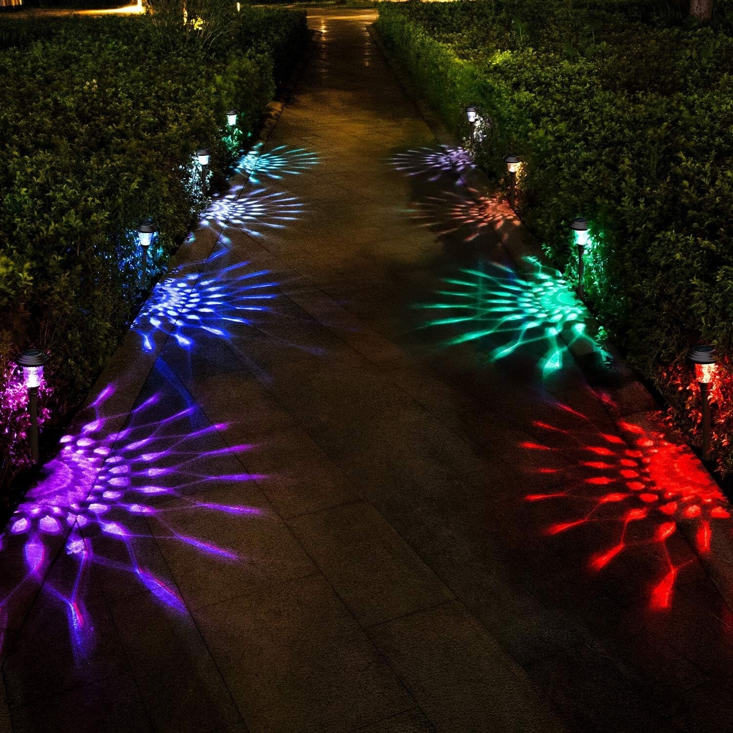 All-Weather Solar Pathway Lights - 8 Pack Waterproof with Colorful Illumination