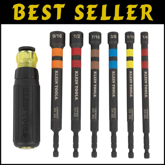 Klein Tools Ratcheting Magnetic Power Nut Driver Set - 6 SAE Sizes, Multi-Color