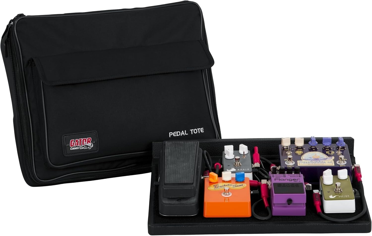 Durable Black Tolex Guitar Pedal Board with Built-In Power and Nylon Carry Case
