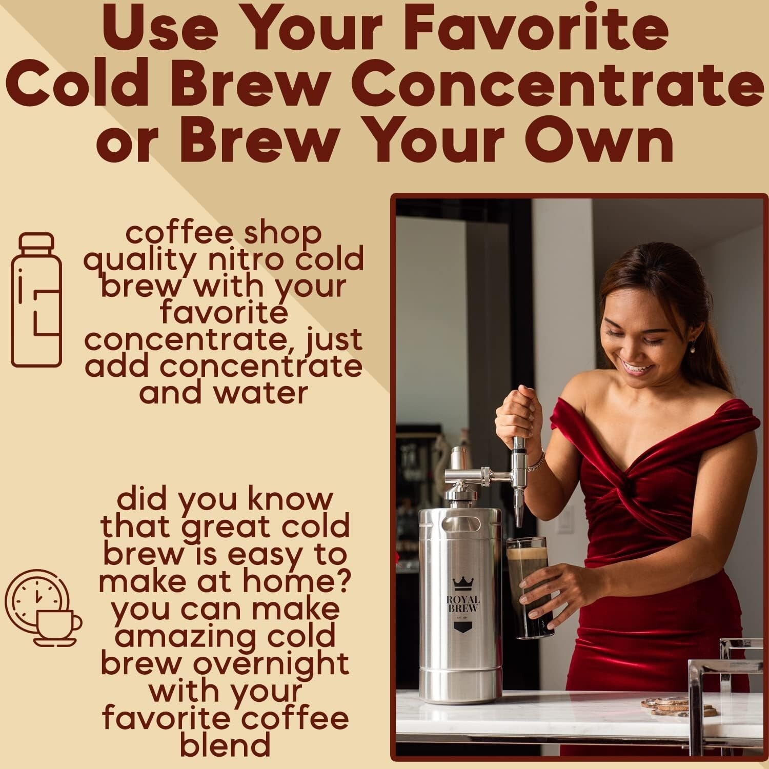 Stainless Steel Nitro Cold Brew Coffee Maker - 128 Oz, Perfect for Coffee Lovers