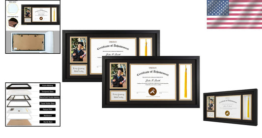 11x22 Premium Graduation Frame with Dual Openings - Photo & Keepsake Holder