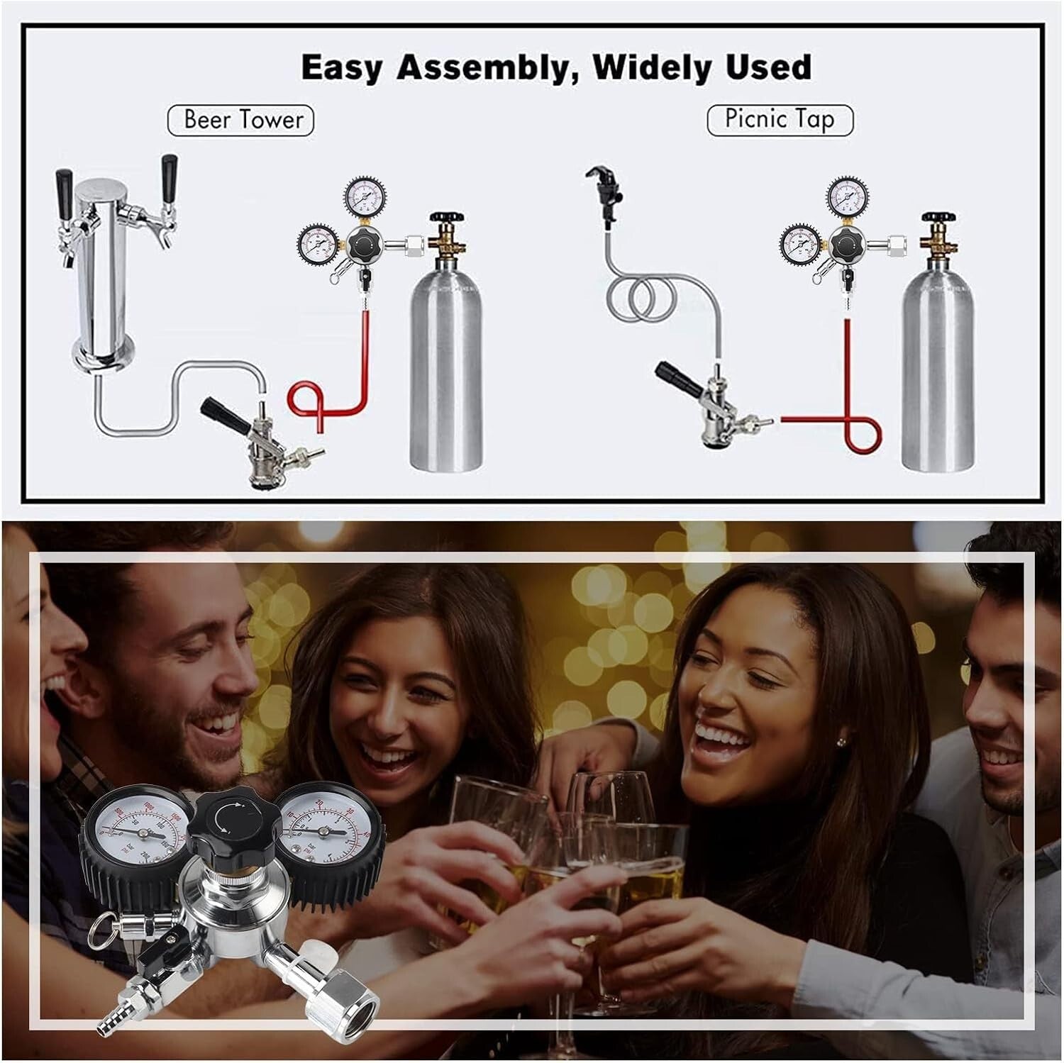 CGA-320 Standard CO2 Keg Regulator with Ergonomic Controls and Leak-proof Design