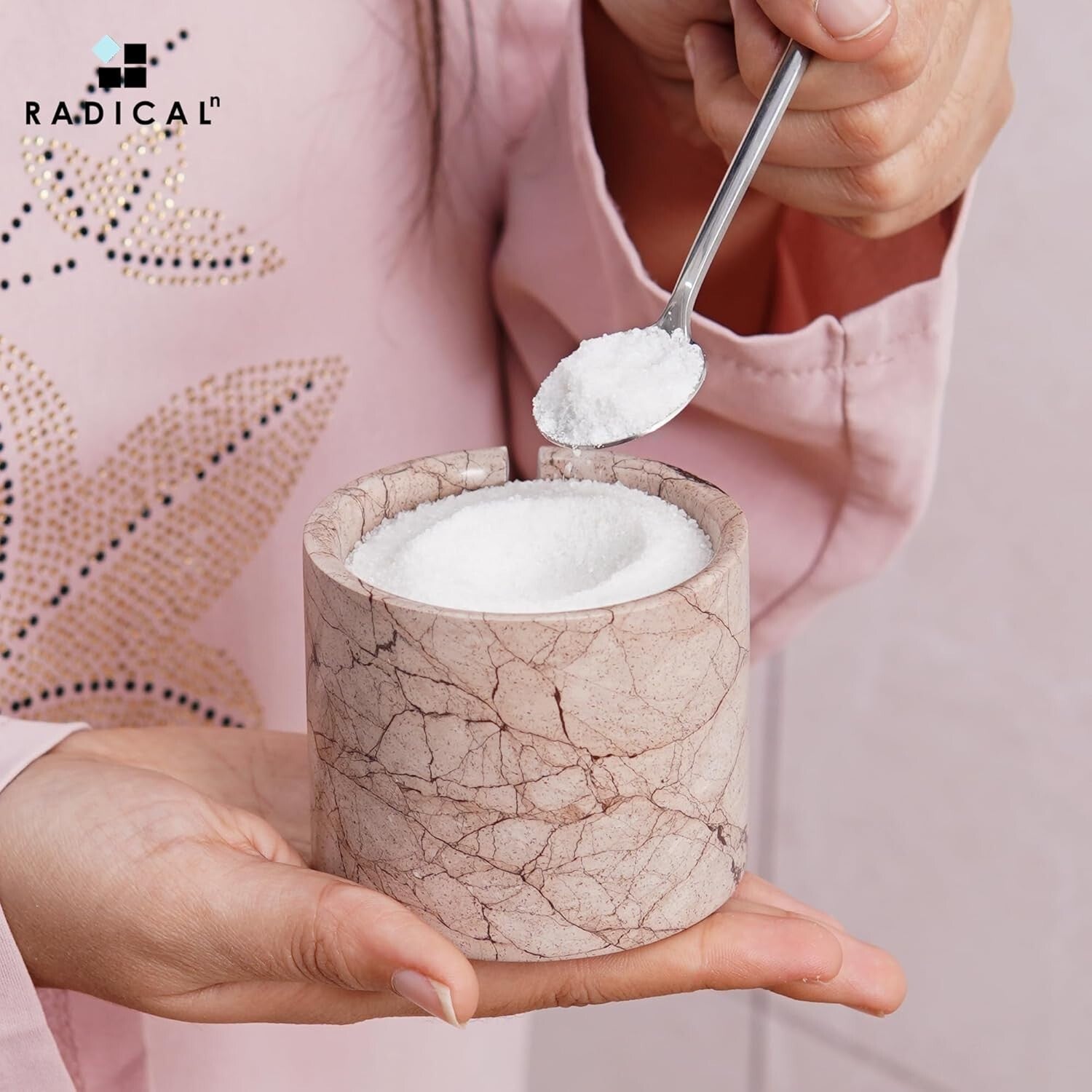 Handmade Marble Salt Cellar Set with Tray - Elegant Spice Holder for Kitchen