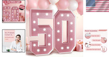 Load image into Gallery viewer, Rose Gold Light-Up Numbers – Perfect 50th Anniversary Tabletop Decoration
