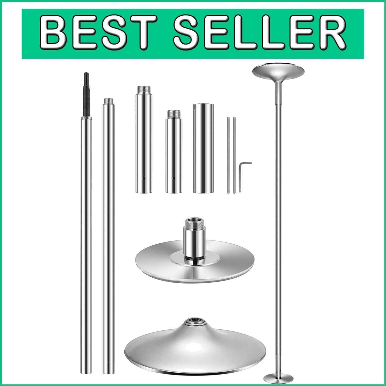 Durable Chrome Steel 45mm Spinning Dance Pole with Adjustable Height & Modes