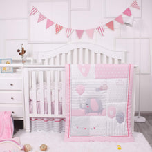 Load image into Gallery viewer, OEKO-TEX Certified Pink Elephant Crib Bedding Set - Soft Comfort for Baby Girls