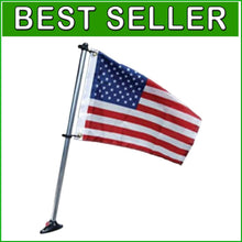 Load image into Gallery viewer, Durable 24" Anodized Aluminum Flag Pole with 12"x18" US Flag for Pontoon Boats