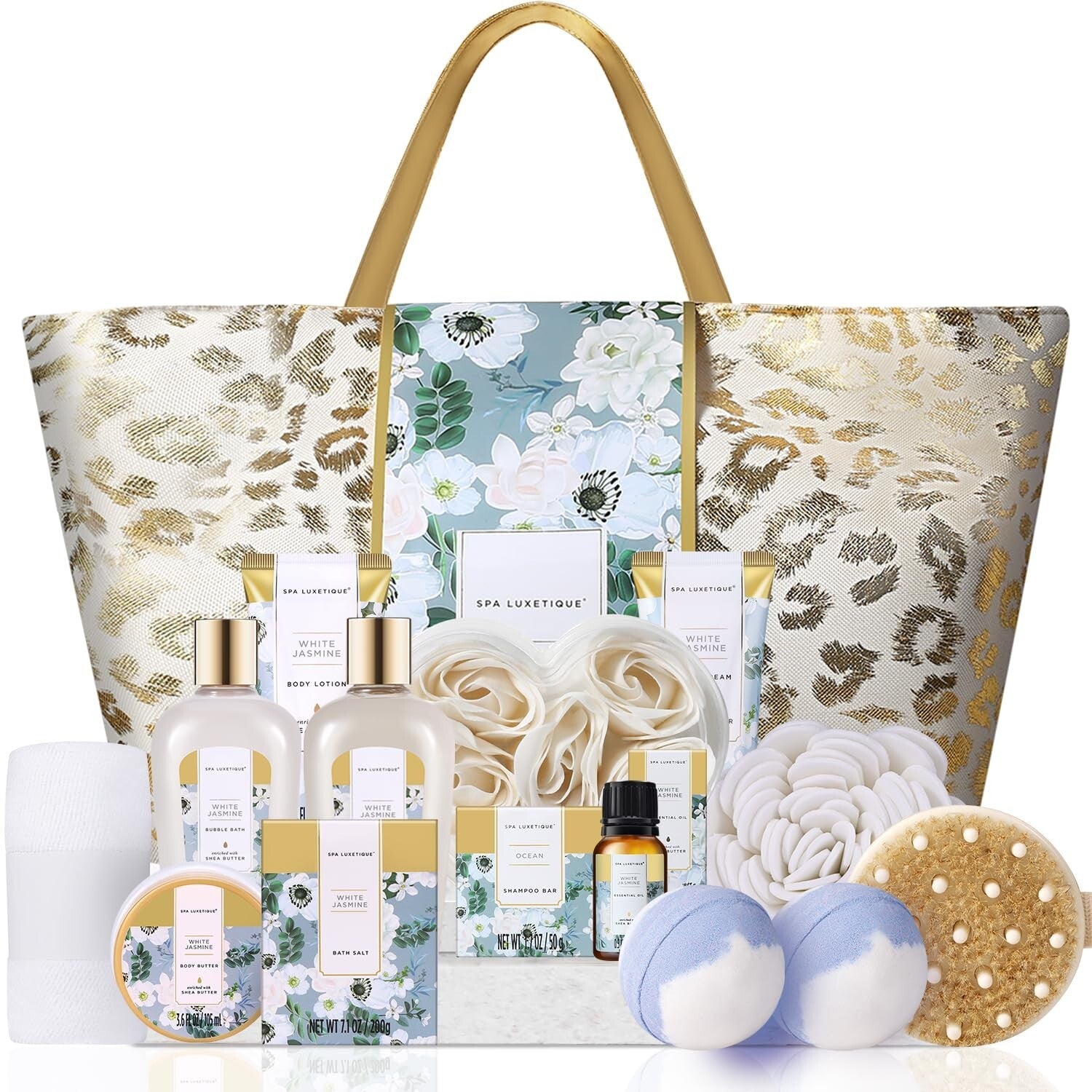 Nourishing Spa Gift Basket for Women - 15-Pc Bath Essentials in Elegant Tote