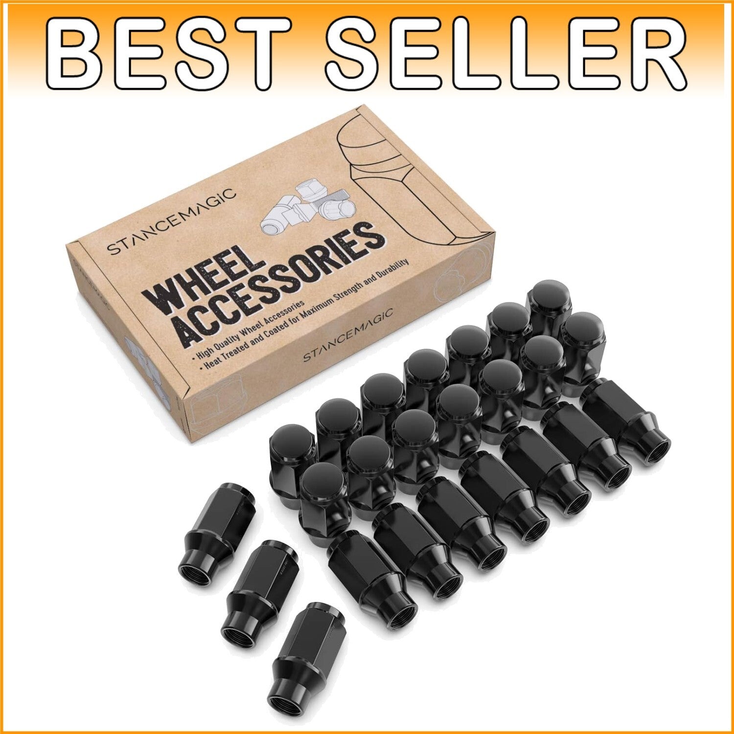 Corrosion-Resistant Cone Taper Lug Nut Set for Toyota, Lexus & More - 24 pcs