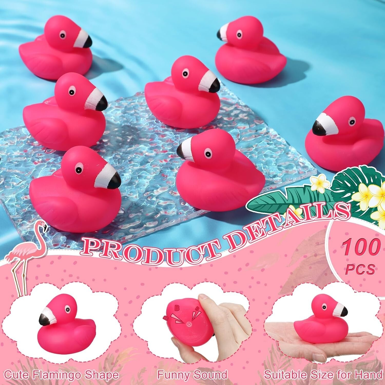 Adorable Flamingo Rubber Duck Collection - 50pk Squeaky Toys for Kids & Parties