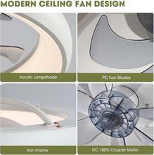 Load image into Gallery viewer, 20" Modern Flush Mount Ceiling Fan with LED Lights - Voice Control &amp; 6 Speeds